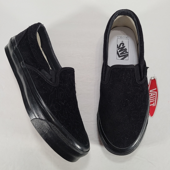 Vans Vault OG Classic Slip-On LX Black Embroidery Sneakers Women's